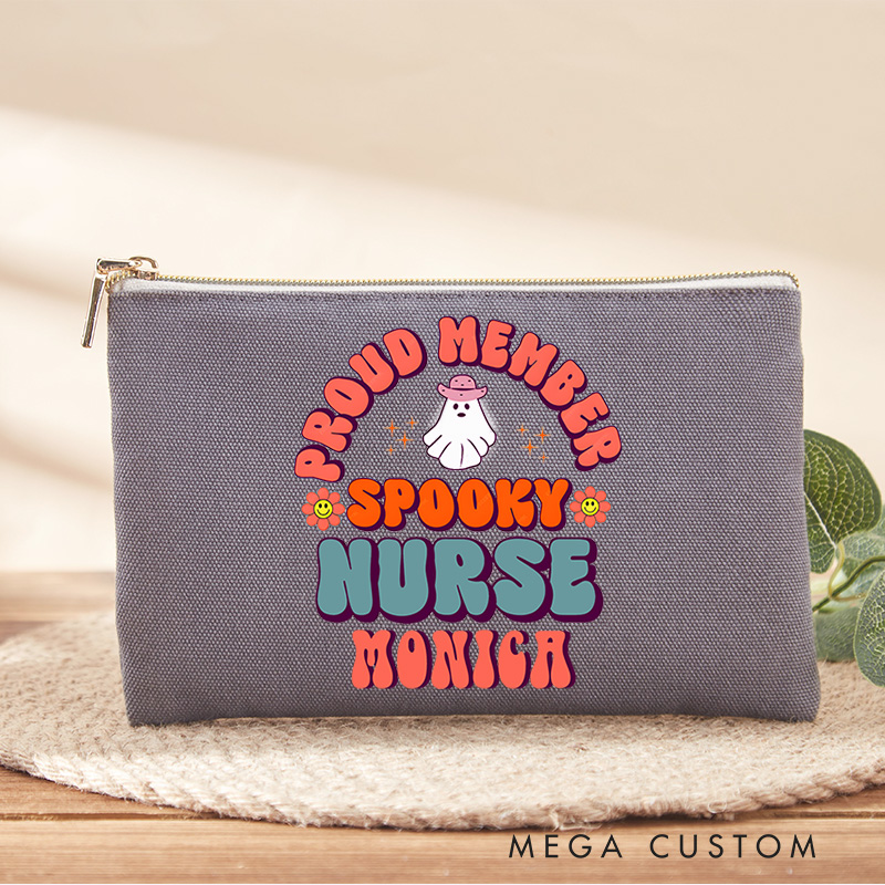 Personalized Makeup Bag for Nurse Proud Member Spooky Nurse Design Fashion Cosmetic Bag Gift