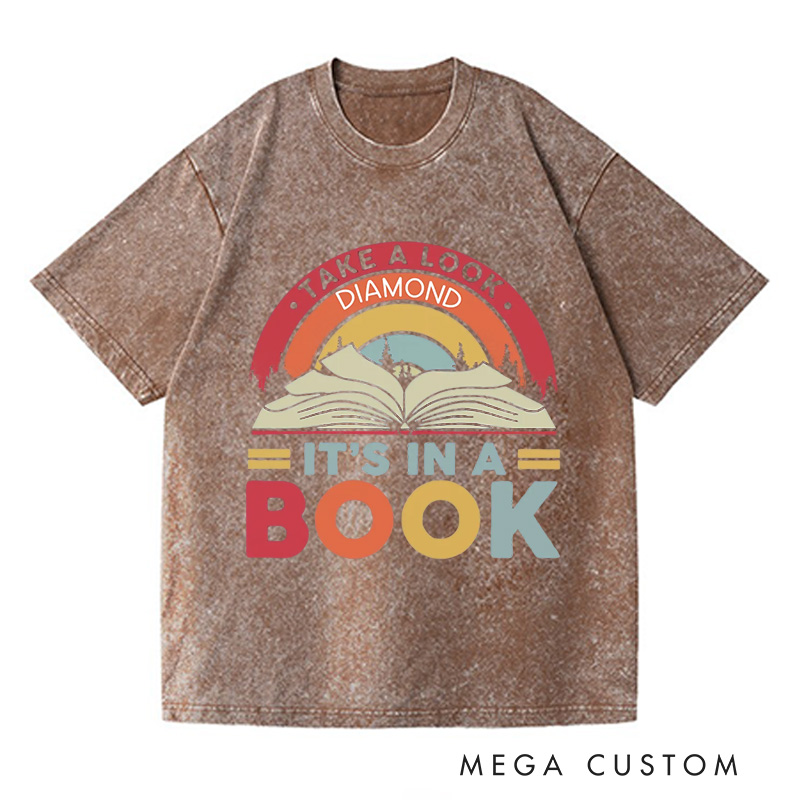 Personalized Reading Rainbow Washed T-Shirts Take a Look It’s in a Book Shirt Reading Vintage Retro Rainbow Shirt with Name Reading Book Gift Shirt Book Lover T Shirt