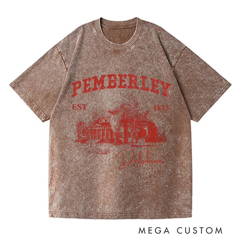 Personalized Pemberley Light Academia Washed T-Shirts Literature Literary Book Shirt Librarian Tee Book Lover Shirt Bookish Reading Bibliophile Gift