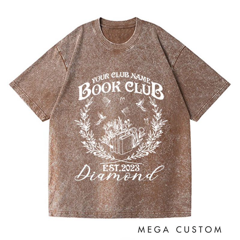 Personalized Book Club Washed T-Shirts Since Reading Club Shirt Bookish Gift Book Lover Gift Book Lover Shirt Name Book Club Tee Book Gift