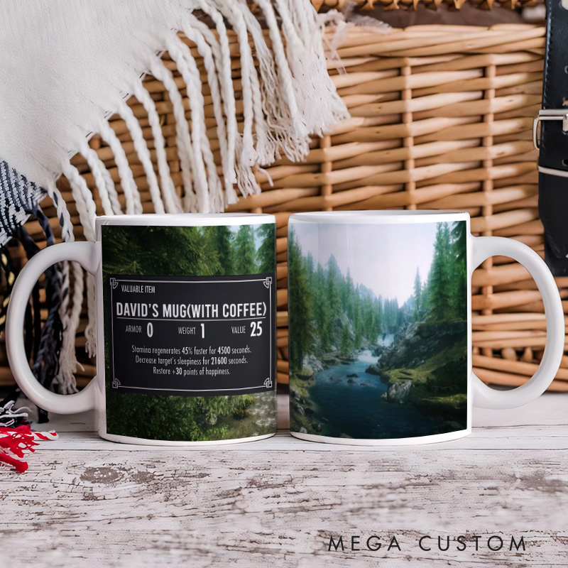 Personalized Scrolls Inspired Mug Video Game Coffee Mug Geek Gaming Nerd Mug