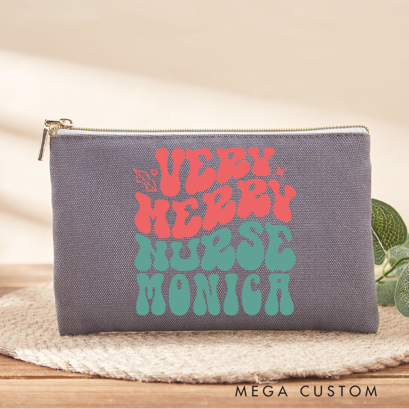 Personalized Makeup Bag for Nurse Very Merry Nurse Design Fashion Cosmetic Bag Gift