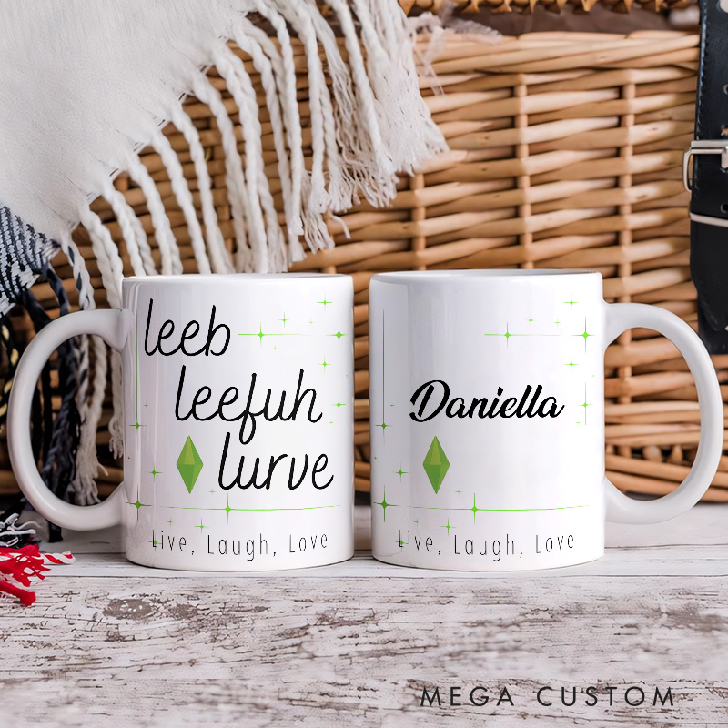 Personalized Live Laugh Love Mug Video Game Simmers Coffee Mug Geek Gaming Nerd Mug