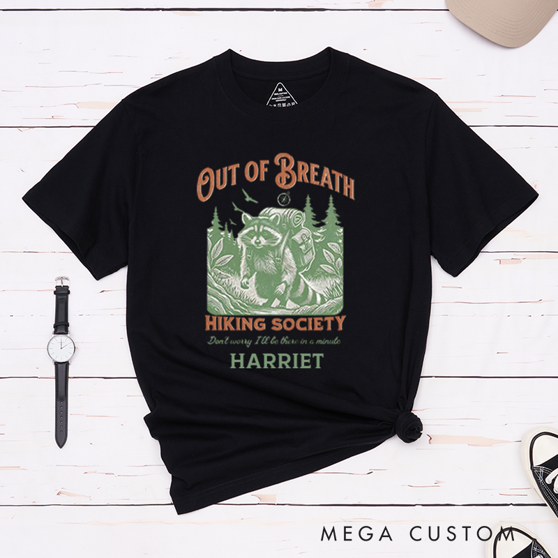 Personalized Out of Breath Hiking Society T-Shirt Hiking Camping Adventure Shirt Gift for Outdoors Lover