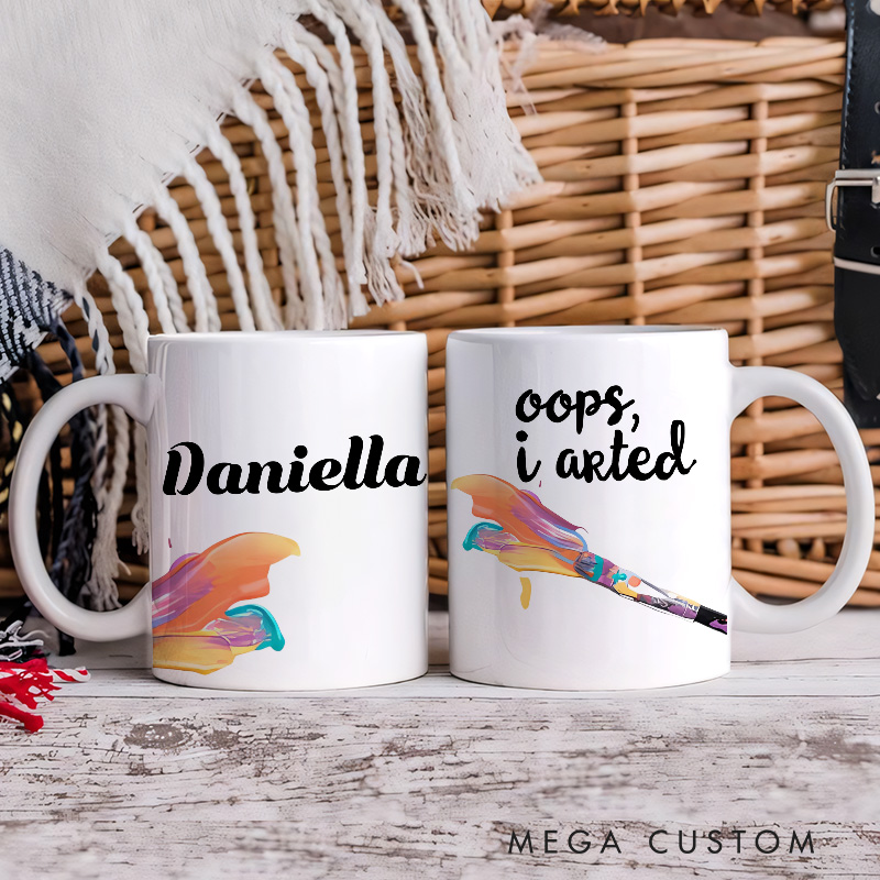 Personalized I Arted Funny Mug Artist Coffee Mug Art Lover Humor Mug Illustration Mug