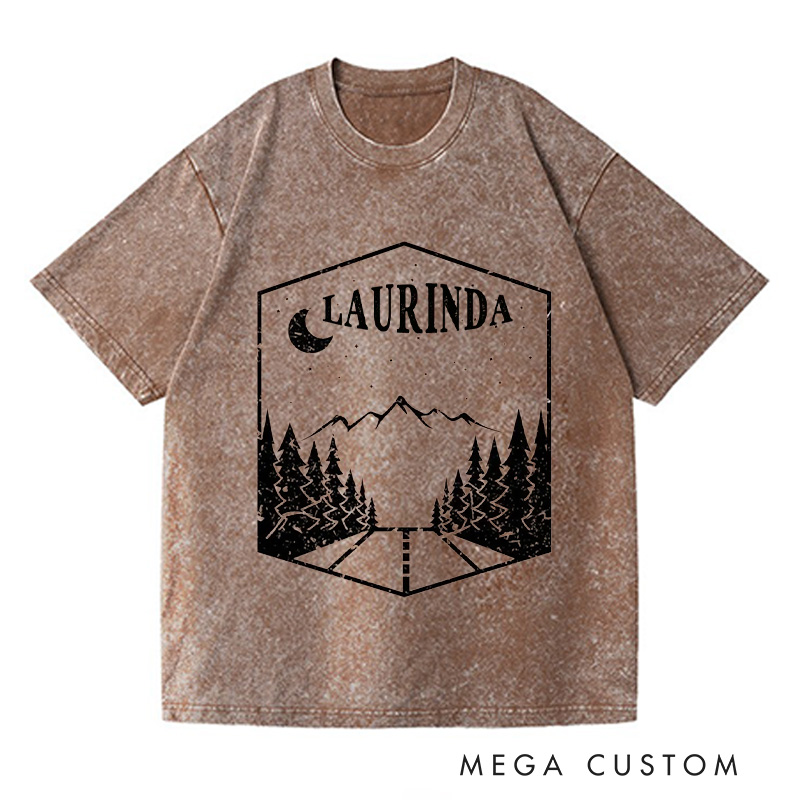 Personalized Nature Washed T-Shirts Mountains Trip Shirt with Name Nature Tee Shirt Gift For Traveler Gift Trip Lover Gift