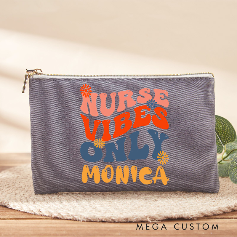 Personalized Makeup Bag for Nurse Vibes Only Design Fashion Cosmetic Bag Gift