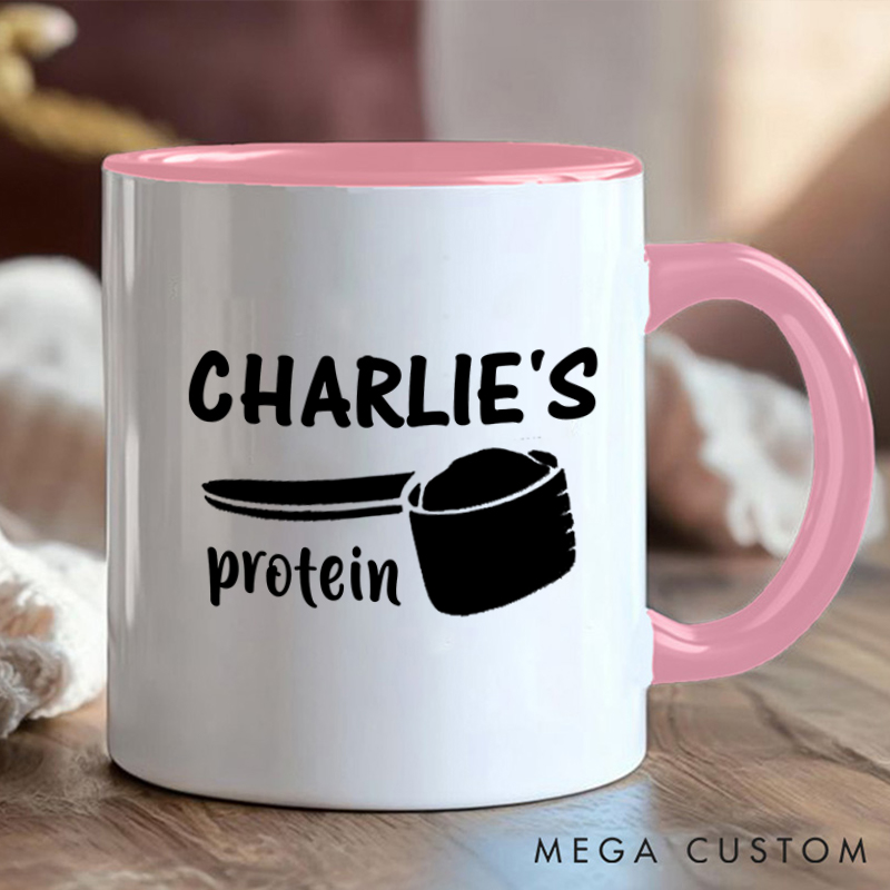 Personalized Fitness Mug with Protein Scoop Design Gift Motivational Coffee Cup for Fitness Enthusiasts Bodybuilders and Gym Lovers