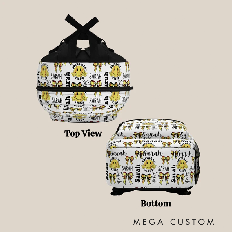 Personalized Softball Backpack with Custom Name and All Over Coquette Sport Design Perfect for Players and Fans