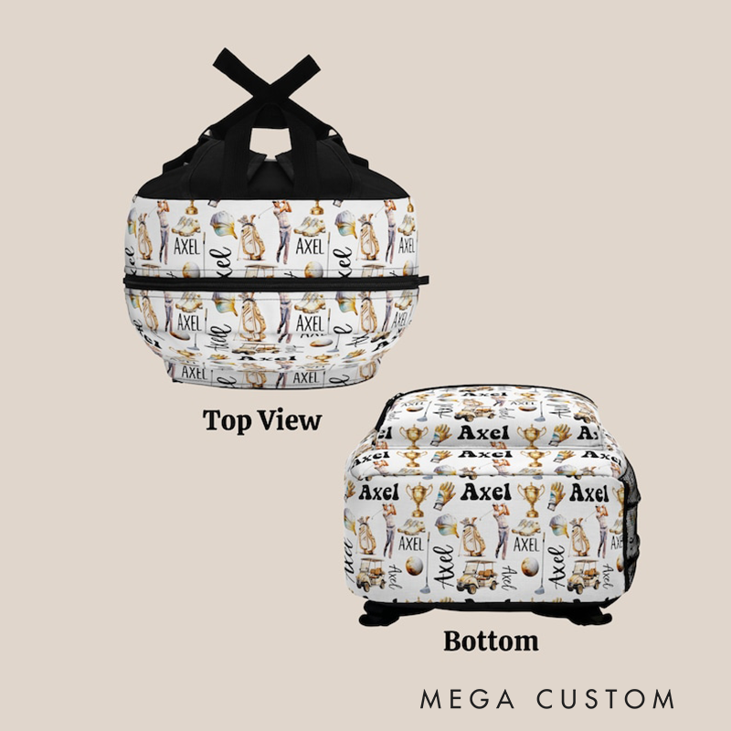 Personalized Golf Backpack with Custom Name and Vintage All Over Design Perfect for Golf Enthusiasts and Players