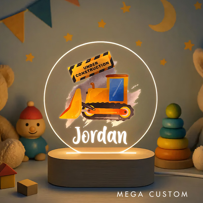 Personalized Construction Vehicle Night Light New Baby Girl Boy Gift Nursery Gift