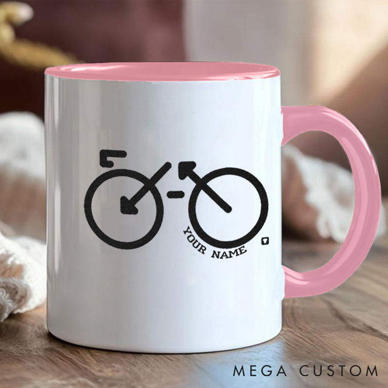 Personalized Minimalist Bicycle Mug with Name and Simple Bike Design for Outdoor Adventures Riding Cycling Biking Enthusiasts