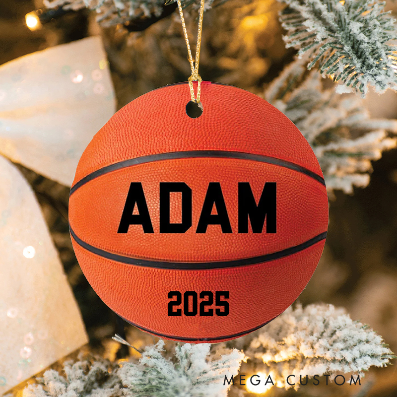 Personalized Basketball Christmas Ornament with Custom Name and Year Perfect for Sports Fans and Holiday Decor