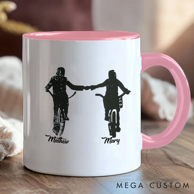 Personalized Couple Cycling Mug with Romantic Bike Design for Outdoor Adventures Riding Cycling Biking Enthusiasts