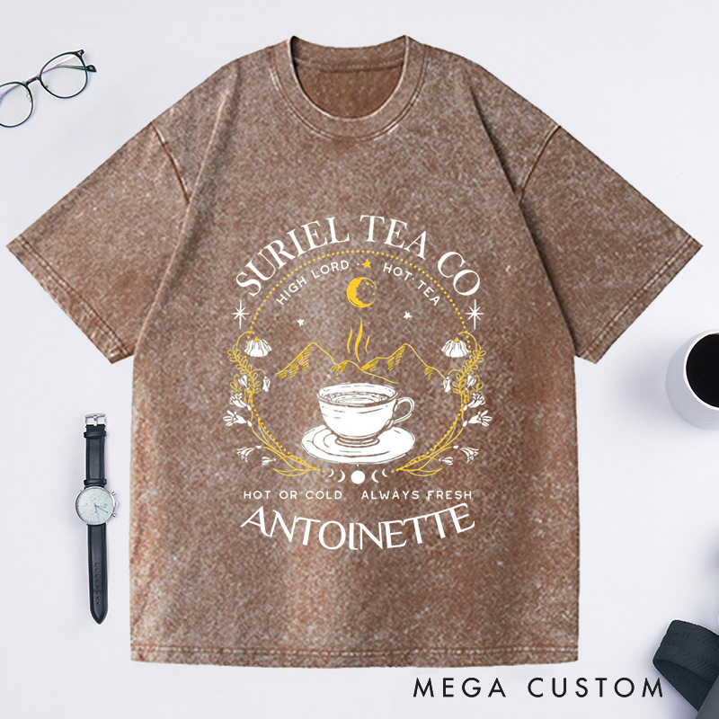 Personalized Suriel Tea Co Washed T-Shirts with Name, Book Lover Shirt Reading Shirt Reading Tee Librarian Shirt Gift Reader Gifts
