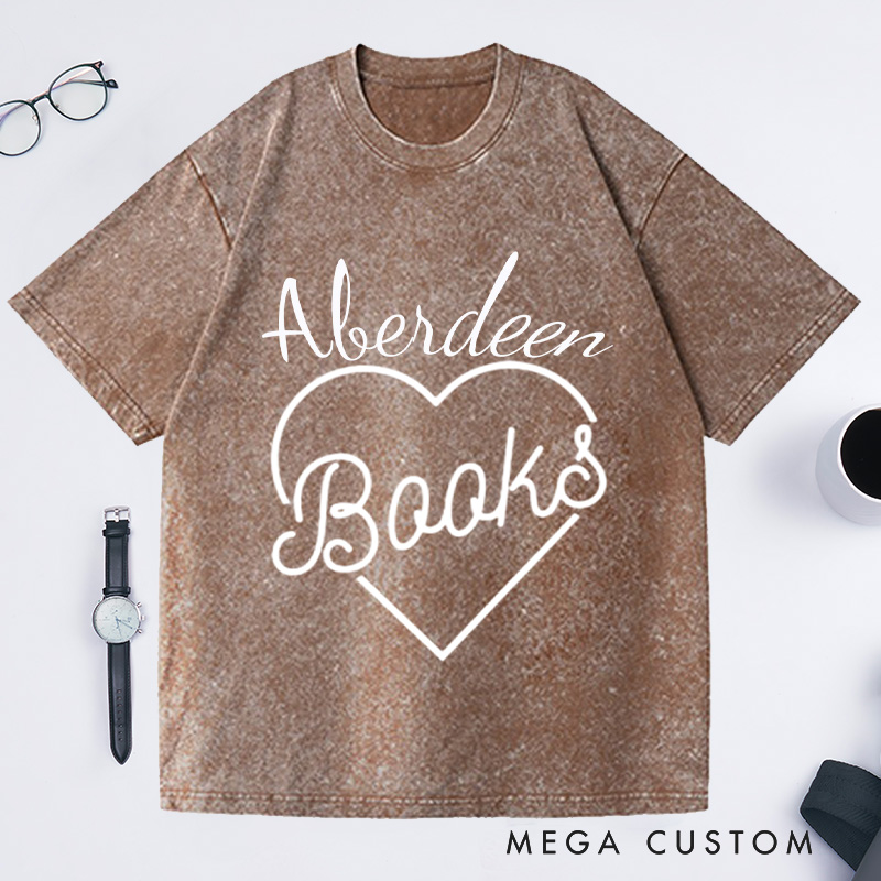 Personalized Books in My Heart Washed T-Shirts Reading T-shirt Book Lover Tee Librarian Tshirt Gift