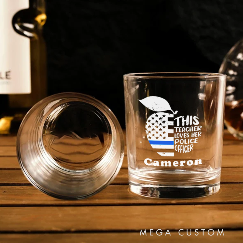 Personalized Police Officer Whiskey Glass This Teacher Loves Her Police Officer Design Gift for Police Girlfriend