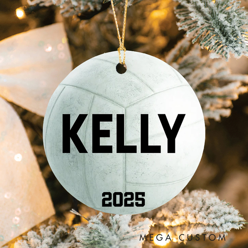 Personalized Volleyball Christmas Ornament with Custom Name and Year Perfect for Sports Fans and Holiday Decor