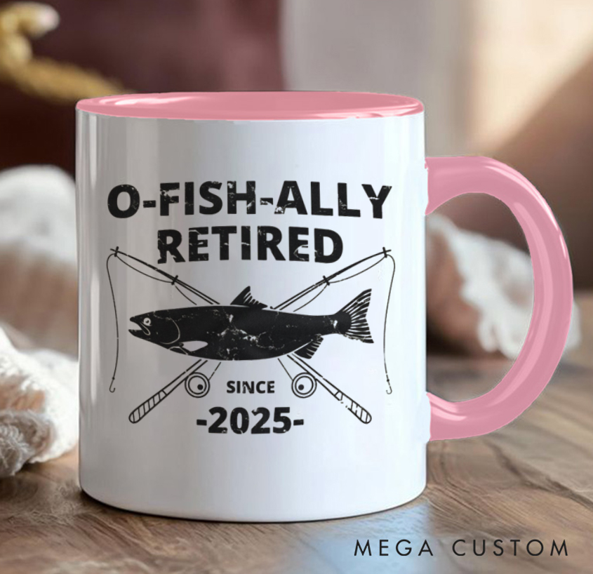 Personalized O-Fish-Ally Retired Mug - Fun Fishing-Themed Retirement Gift