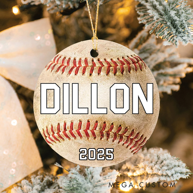 Personalized Baseball Christmas Ornament with Custom Name and Year Perfect for Sports Fans and Holiday Decor