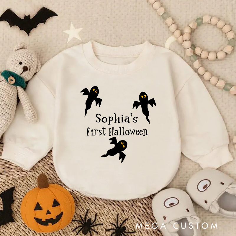 Personalized Baby First Halloween Ghost Baby Bodysuit