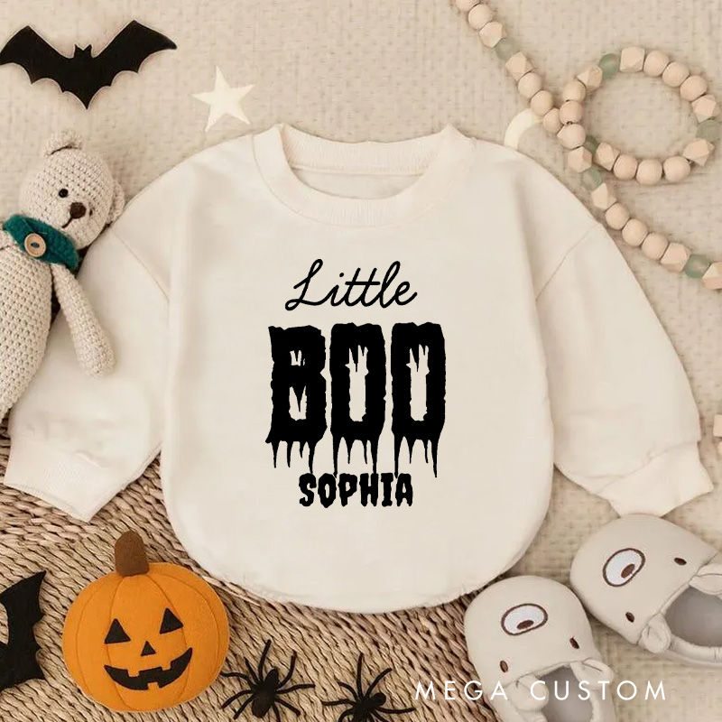 Personalized Little Boo Baby Bodysuit Perfect for Spooky Halloween Celebrations