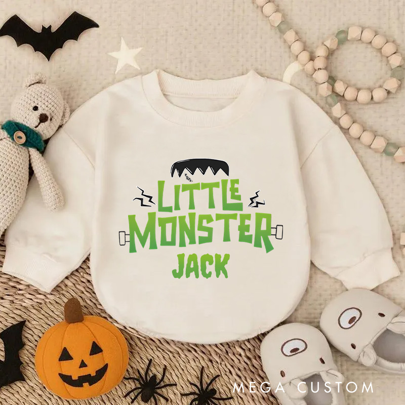 Personalized Little Monster Halloween Baby Bodysuit Perfect for Spooky Fun