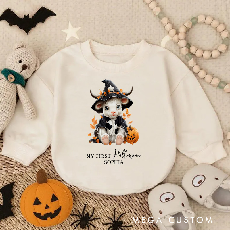 Personalized Spooky Baby Bodysuit with Bold Letters and Star Accents for Halloween Festivities