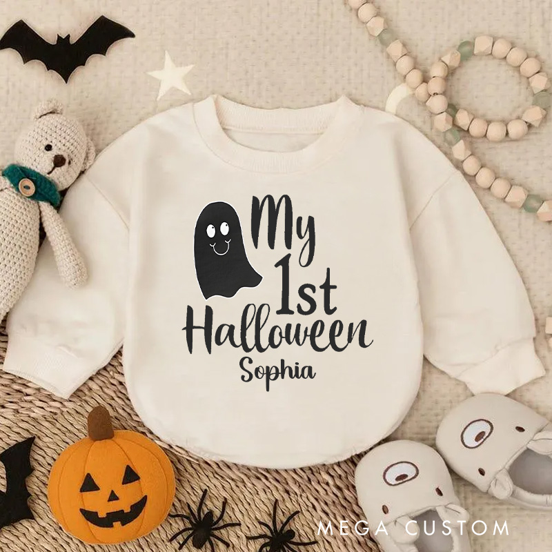 Personalized My 1st Halloween Cute Baby Ghost Baby Bodysuit