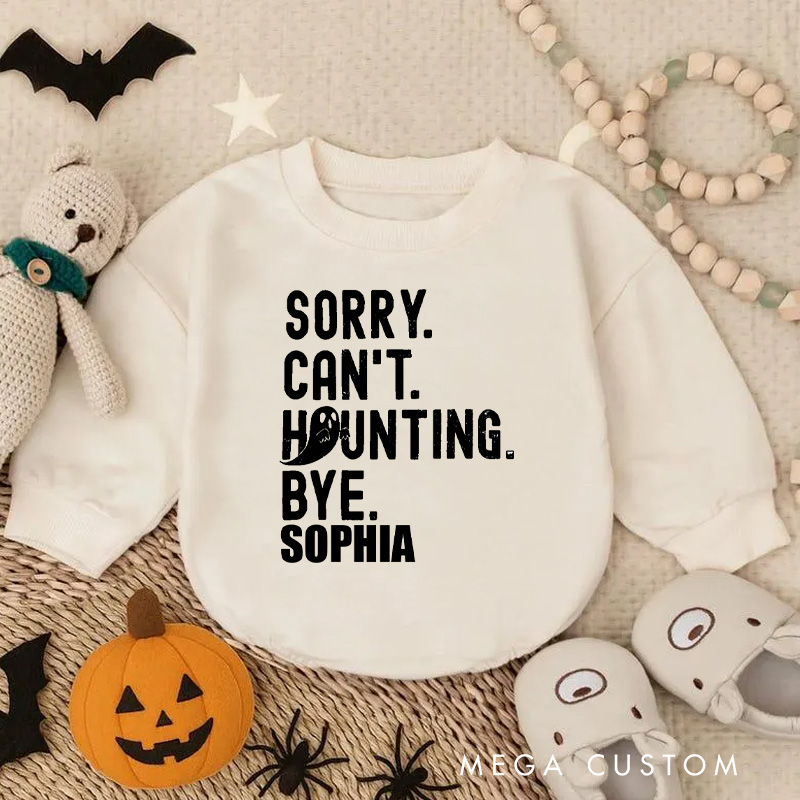 Personalized Sorry Can't Haunting Bye Baby Bodysuit with Playful Halloween Ghost Message