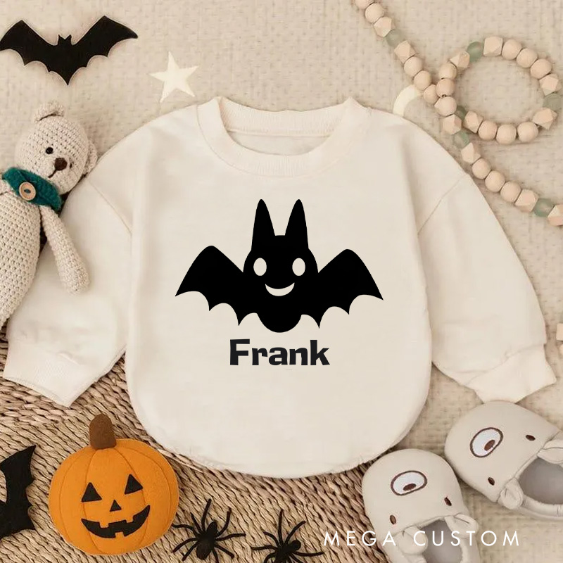 Personalized Bat Halloween Baby Bodysuit for Little Ones Celebrating Spooky Nights