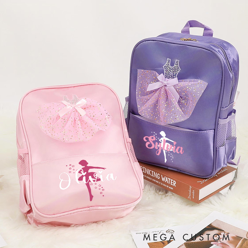 Personalized Ballet Silhouette Dance Bag for Girls Name Backpack Pink Ballet Dance Bag Gymnastic Cheer Girls Christmas Gifts Back To School Gifts
