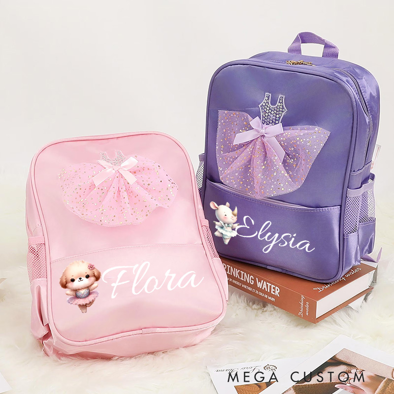 Personalized Animal Skirt Dance Bag for Girls Cute Backpack Pink Ballet Dance Bag Gymnastic Cheer Girls Christmas Gifts Back To School Gifts