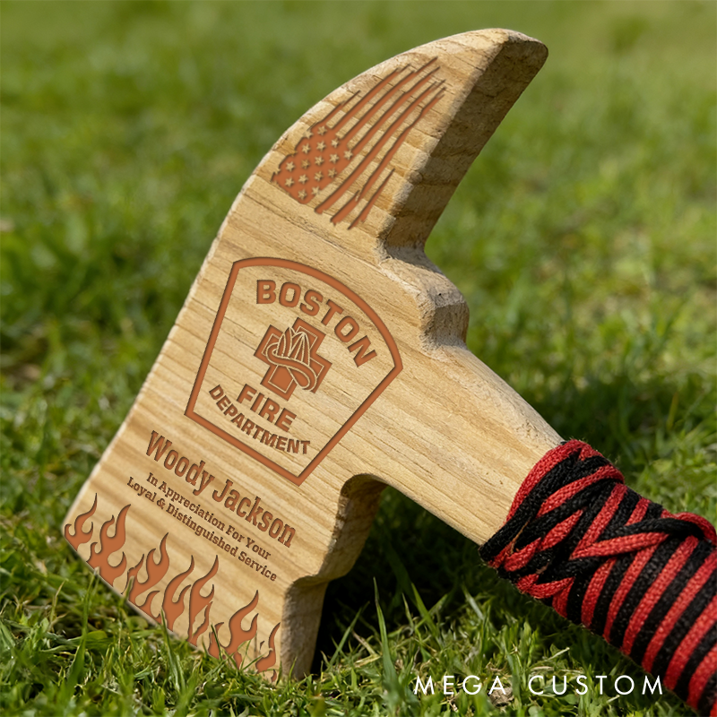Personalized Firefighter Wooden Axe Custom Engraved Gift for Appreciation and Remembrance