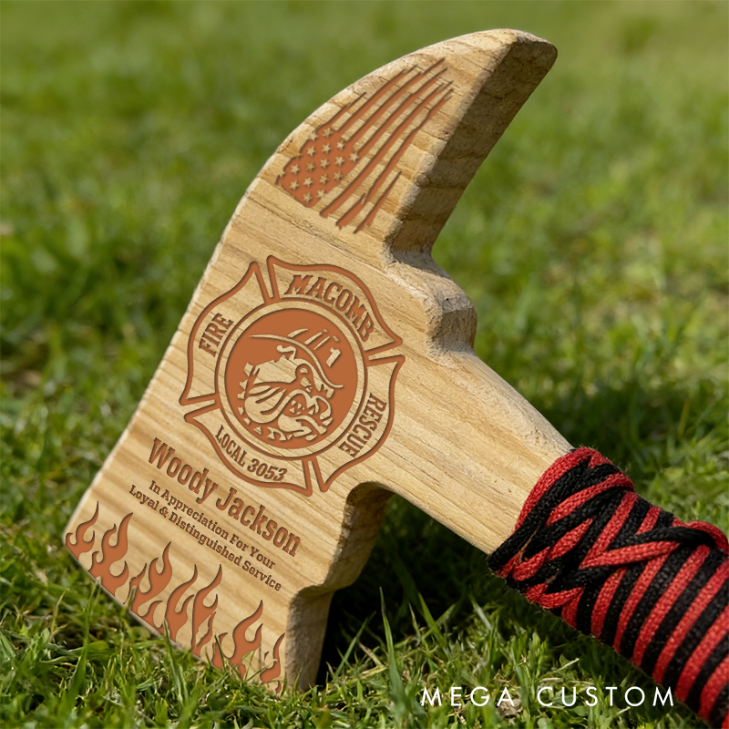 Personalized Firefighter Wooden Axe Custom Engraved Gift for Appreciation and Honor
