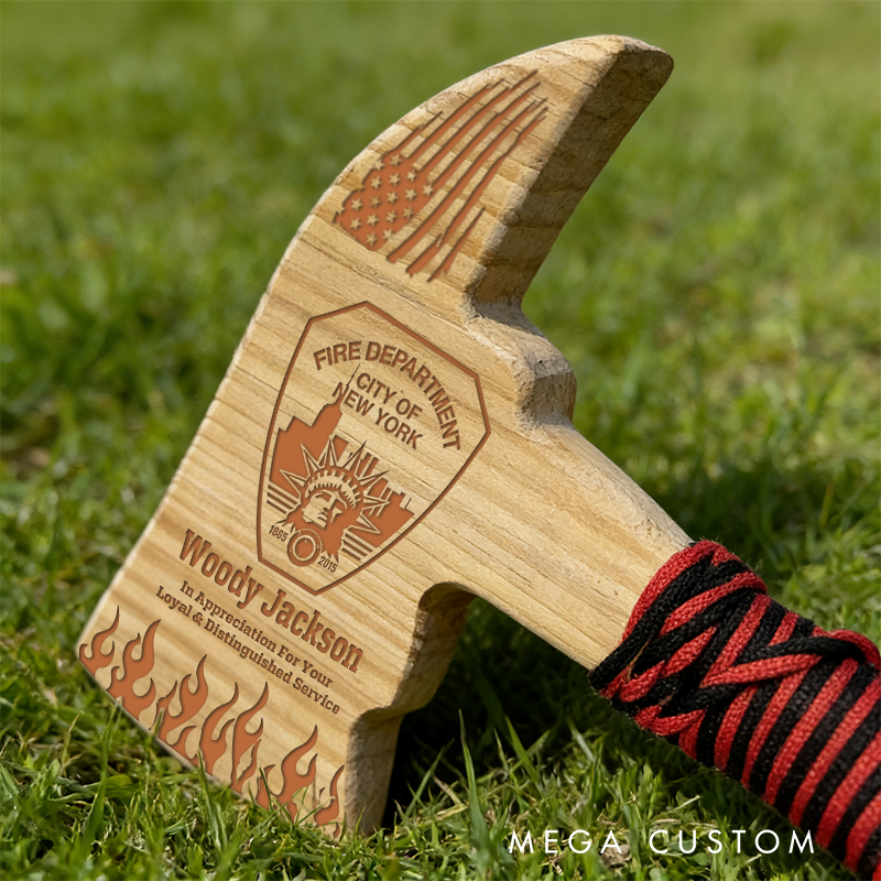 Personalized Firefighter Wooden Axe Custom Engraved Gift for Appreciation and Service