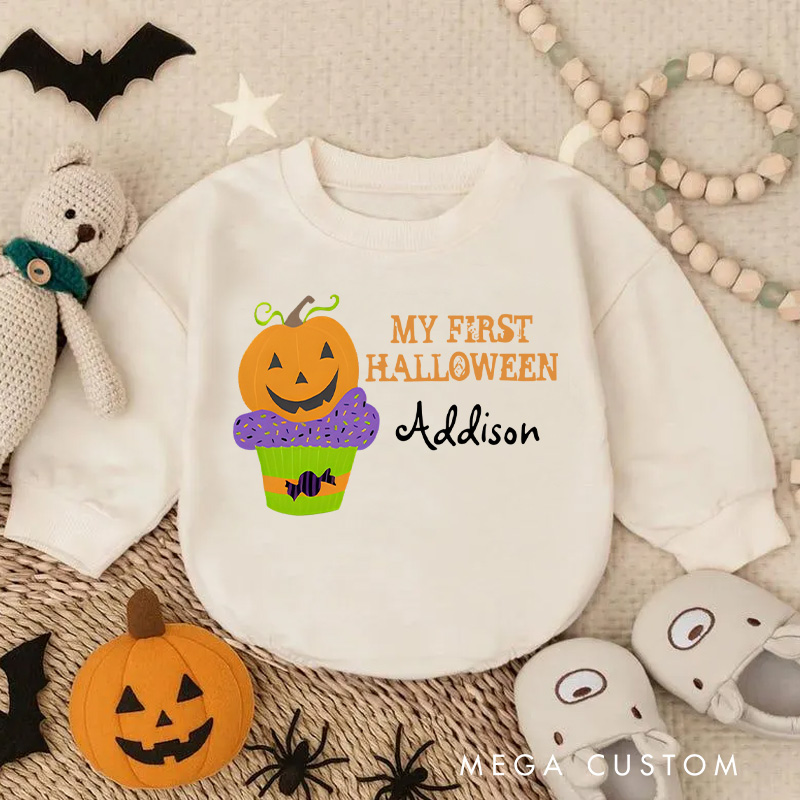 Personalized My First Halloween Cute Custom Black Baby Bodysuit