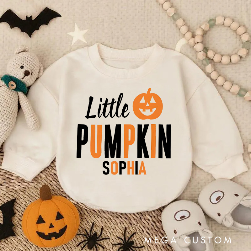 Personalized Little Pumpkin Baby Bodysuit for Adorable First Halloween Outfits