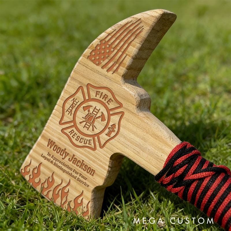 Personalized Firefighter Custom Wooden Axe Keepsake Meaningful Gift for Appreciation and Remembrance 