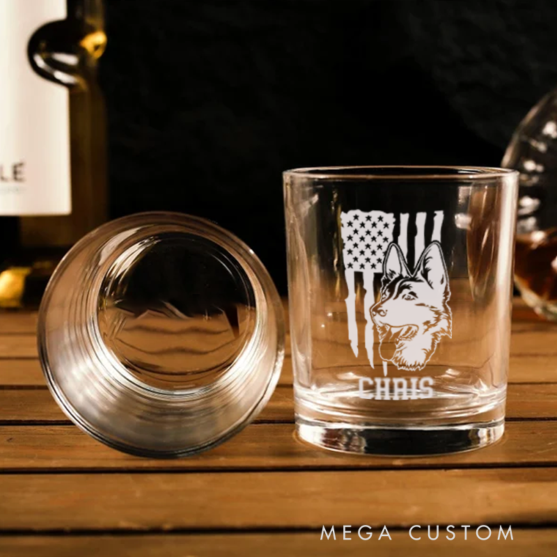 Personalized Policeman Whiskey Glass Set Thin Blue Line K9 Design Gift for Police Officer