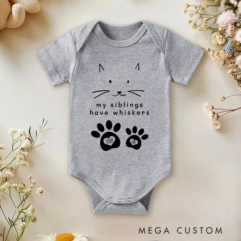 Personalized My Siblings Have Whiskers Cute and Adorable Pet Lover Baby Gift Baby Onesie  