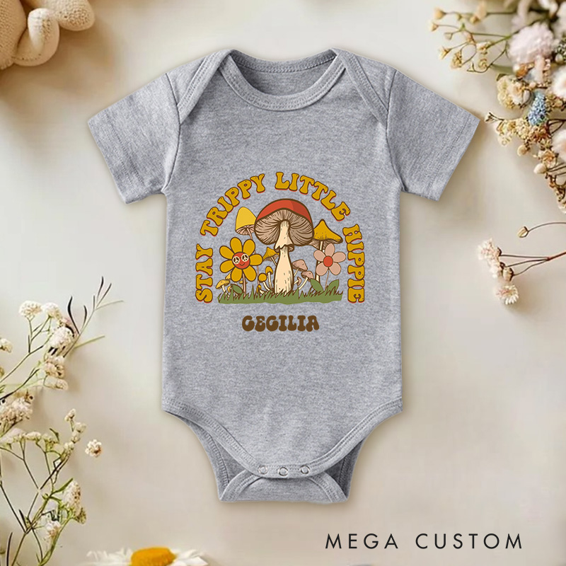 Personalized Trippy Little Hippie Groovy and Flower Child Inspired Baby Gift Baby Onesie  