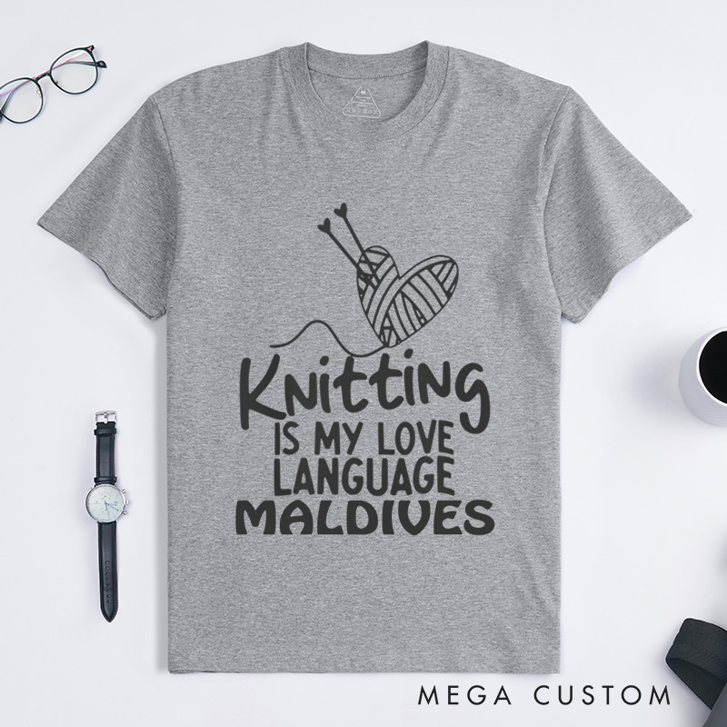 Personalized Knitting Is My Love Language Classic T-Shirts Knitter Shirt Cute Knitting Shirt Love To Knit Knitting Lover Shirt Knitting Gift