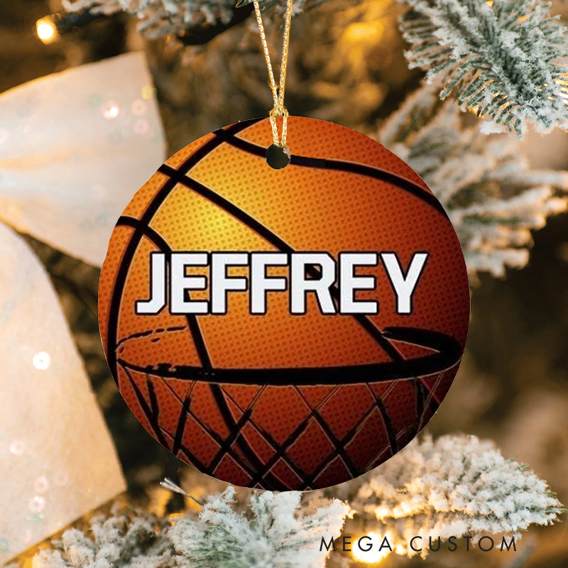 Personalized Basketball Christmas Ornament with Custom Name Realistic Ball Design Perfect for Athletes Fans Holiday Decorations or Gifts
