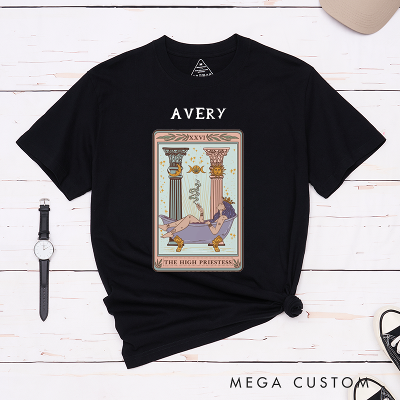Personalized Tarot Lovers  High Priestess Tarot Card T-shirt Gift For Women