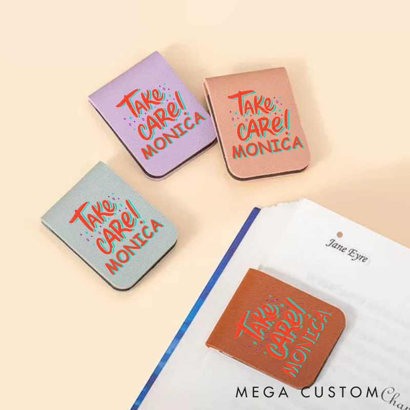 Personalised Leather Magnetic Bookmark for Nurse Take Care Design Cute Bookmark Gift Book Lover Gift 