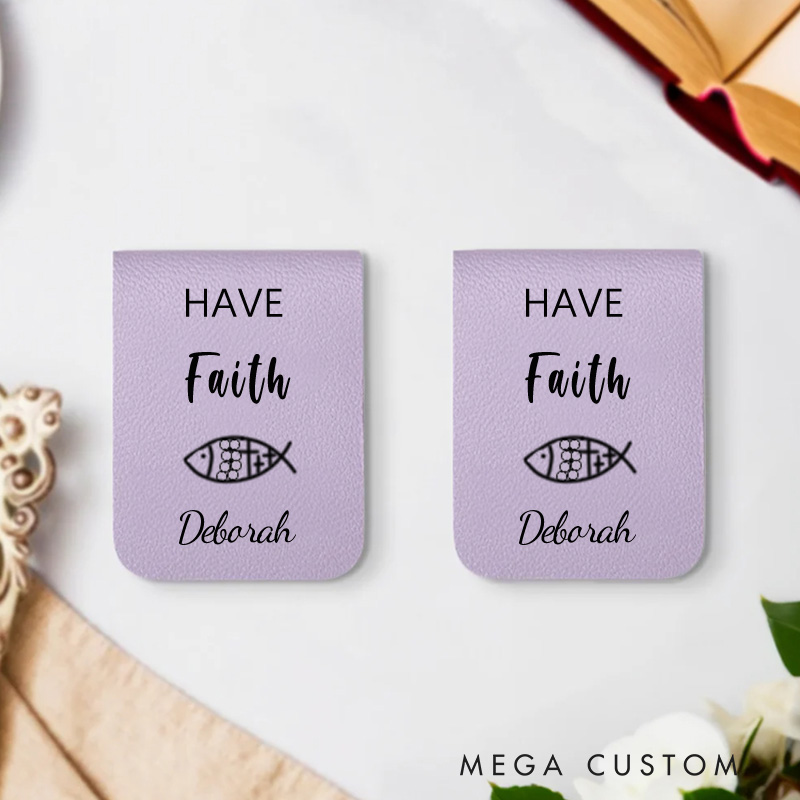 Personalized Name Engraved Christian Symbol Bible Quote Gift Faith Leather Bookmark Clip Birthday Christmas Gift for Christian Book Lovers