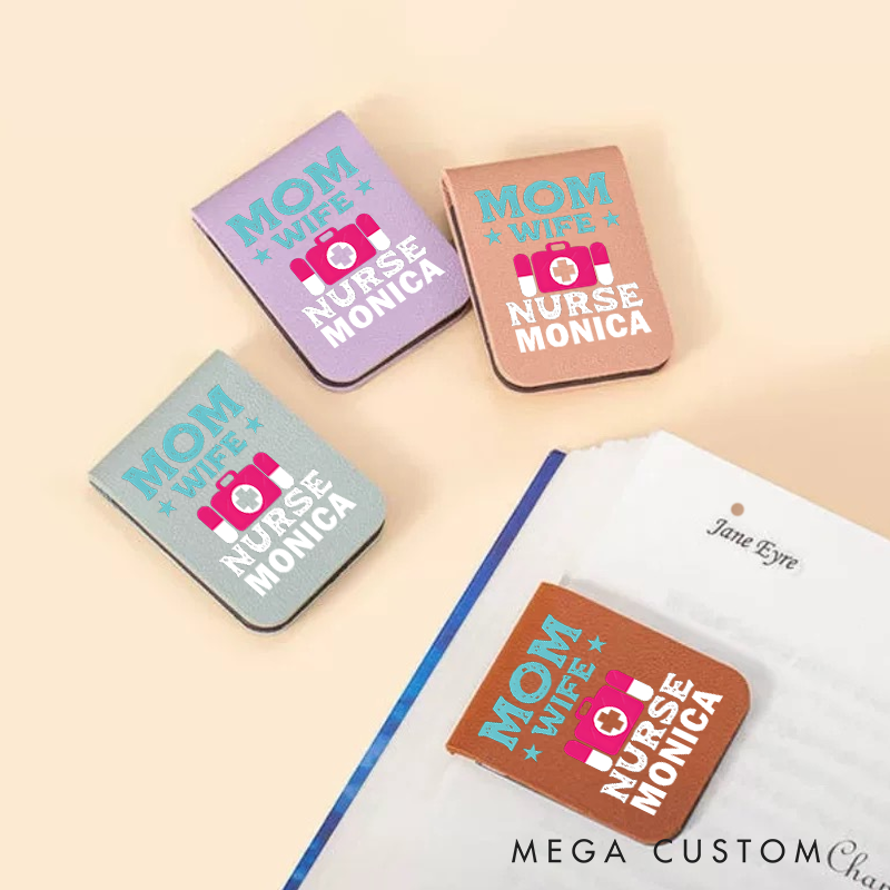 Personalised Leather Magnetic Bookmark for Nurse Mom Wife Nurse Design Cute Bookmark Gift Book Lover Gift 