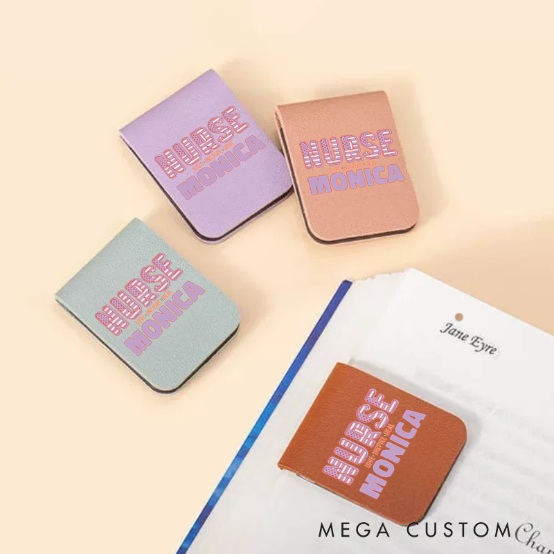 Personalised Leather Magnetic Bookmark for Nurse Love Inspire Heal Design Cute Bookmark Gift Book Lover Gift 