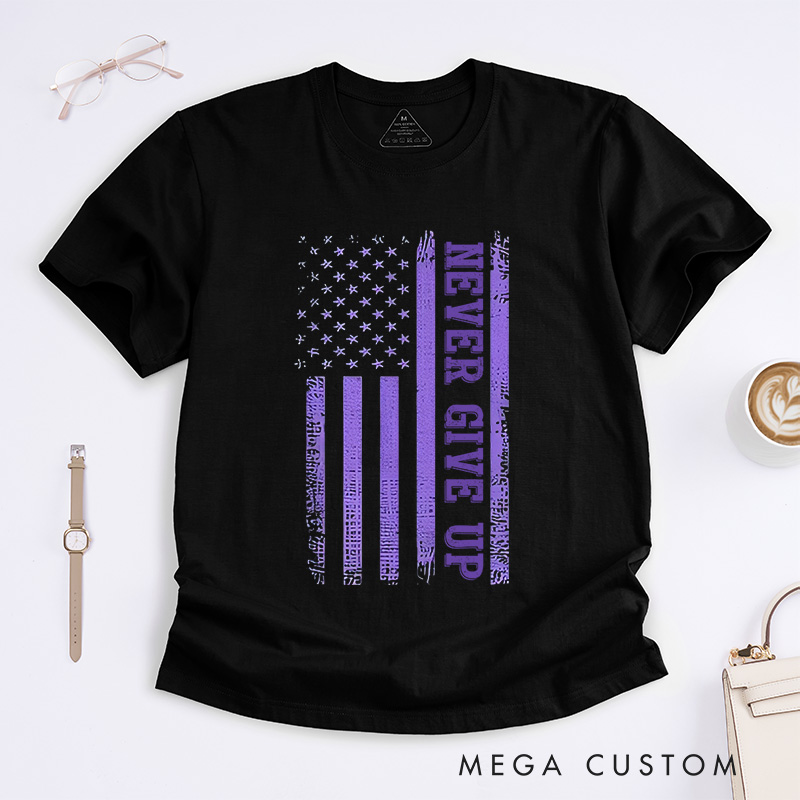 Personalized Never Give Up T-Shirt Alzheimers Awareness Gift